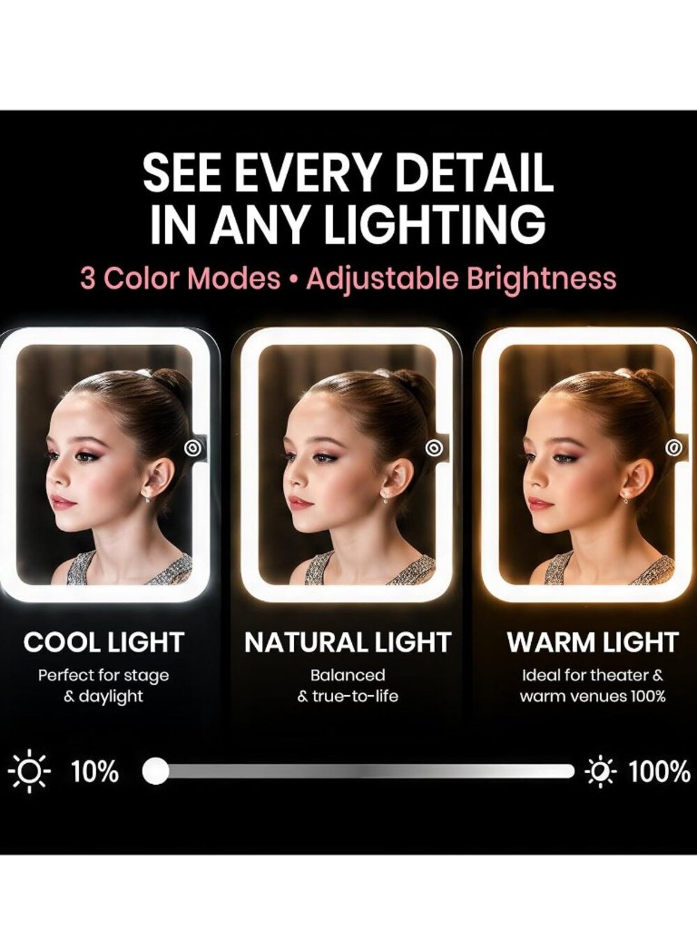 Lighted Cosmetic Case with 3 Light Modes and Adjustable Dividers - Picture 3 of 9